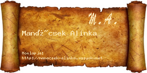 Manácsek Alinka névjegykártya